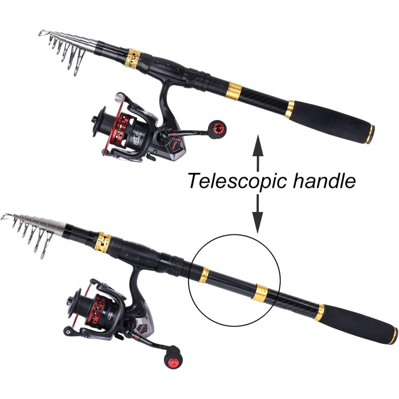 Fishing Rod Combos with Telescopic Fishing Pole Spinning Reels Fishing Carrier Bag for Travel Saltwater Freshwater Fishing