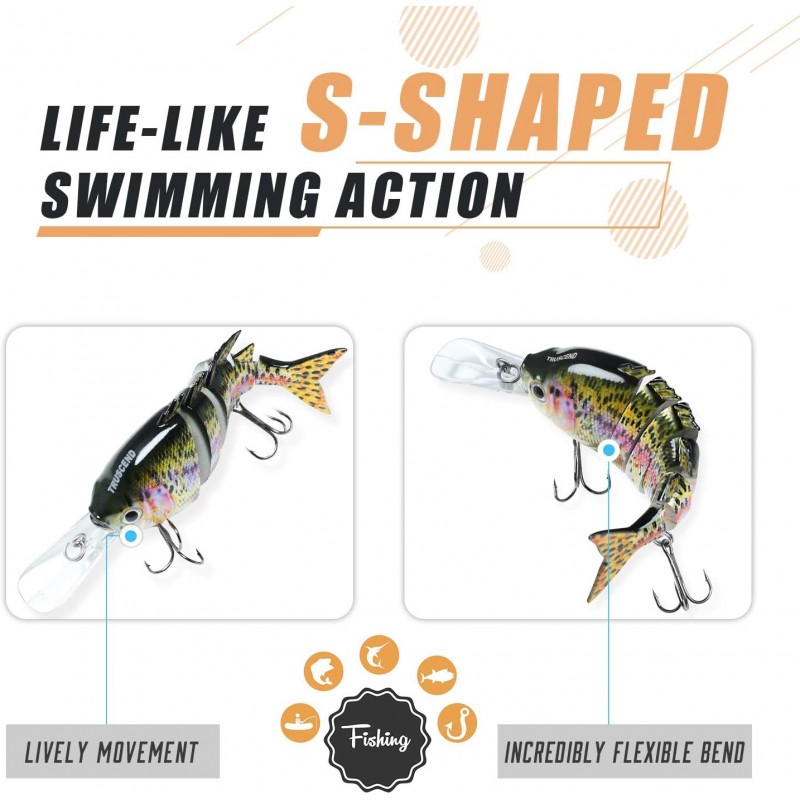 Fishing Lures for Freshwater and Saltwater, Lifelike Swimbait for Bass Trout Crappie, Slow Sinking Bass Fishing Lure, Amazing Fishing Gifts for men, Must-have for Family Fishing Gear