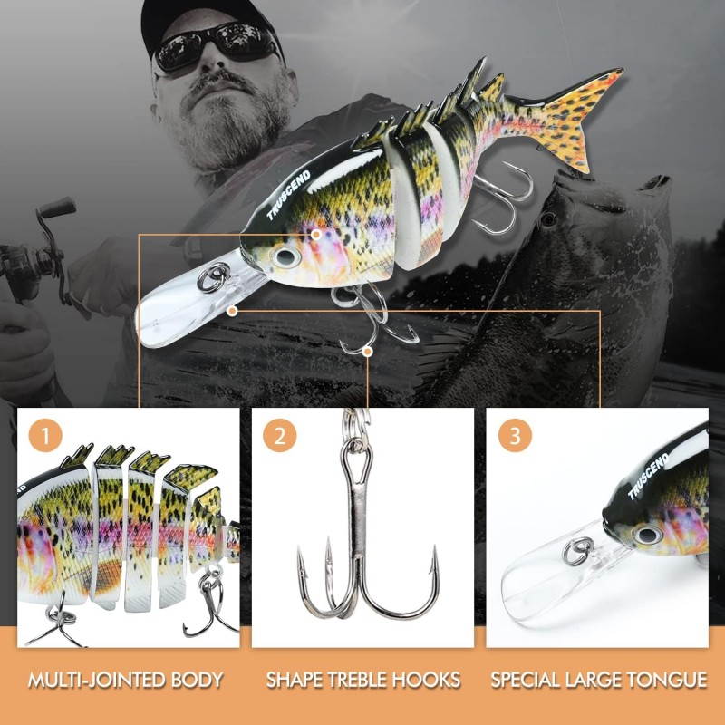 Fishing Lures for Freshwater and Saltwater, Lifelike Swimbait for Bass Trout Crappie, Slow Sinking Bass Fishing Lure, Amazing Fishing Gifts for men, Must-have for Family Fishing Gear