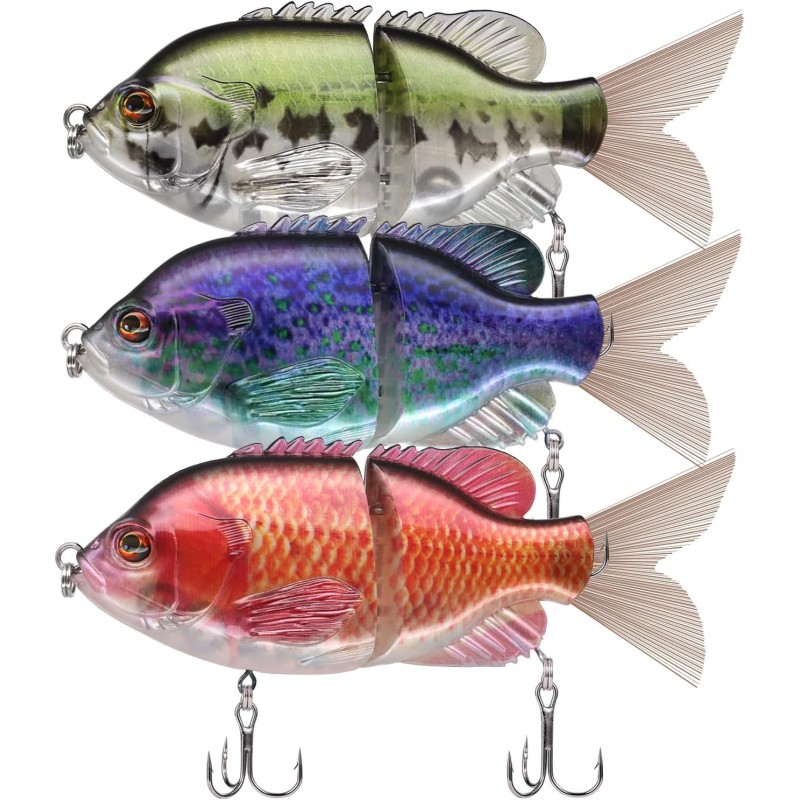 Fishing Lures for Freshwater and Saltwater, Lifelike Swimbait for Bass Trout Crappie, Slow Sinking Bass Fishing Lure, Amazing Fishing Gifts for men, Must-have for Family Fishing Gear