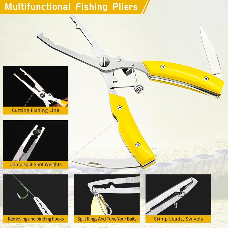 Fishing Tool Kit Fishing Pliers Fish Gripper Fishing Scale Fish Grip Tools Set Saltwater Resistant Fishing Gear