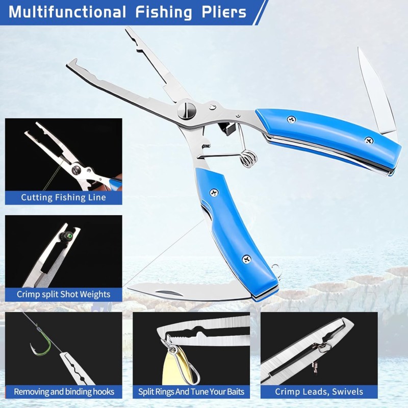 Fishing Tool Kit Fishing Pliers Fish Gripper Fishing Scale Fish Grip Tools Set Saltwater Resistant Fishing Gear