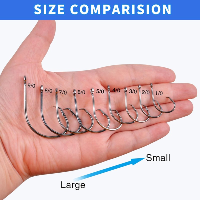 Fishing Circle Hooks Saltwater Hook - 80pcs High Carbon Steel Fishhooks in-Line Straight Eye Octopus Hook for Freshwater Fishing