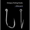 200pcs/lot Octopus Fishing Hooks Offset Circle Fishing Hook Black High Carbon Steel Strong Barbed Fish Hooks for Freshwater Saltwater