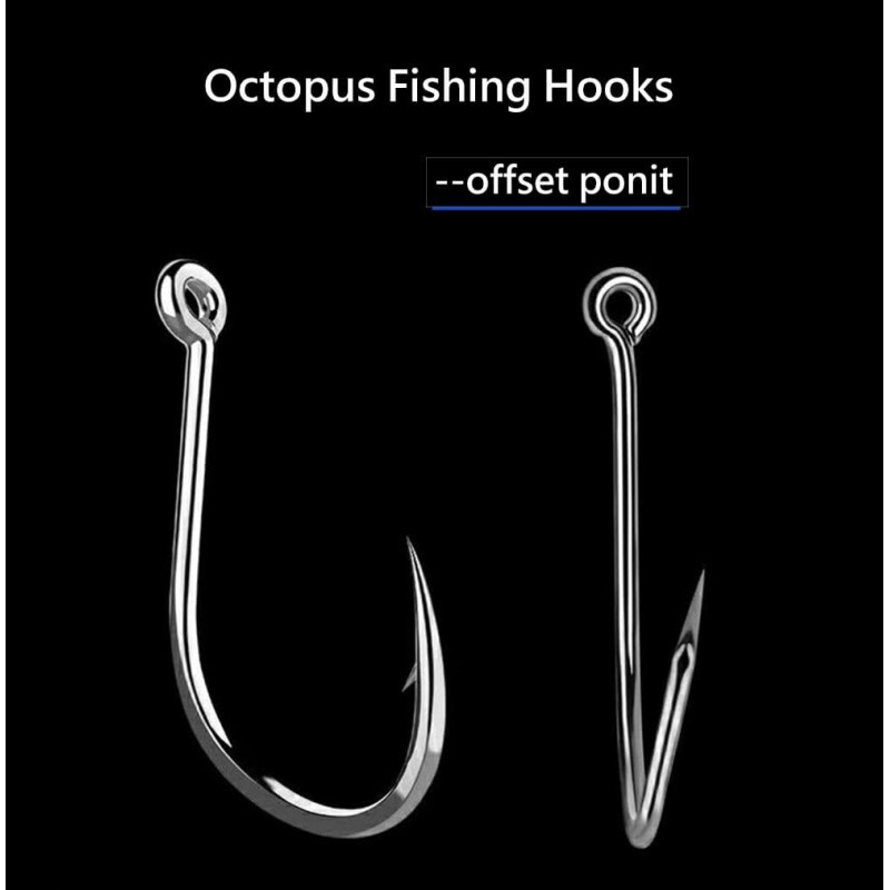 200pcs/lot Octopus Fishing Hooks Offset Circle Fishing Hook Black High Carbon Steel Strong Barbed Fish Hooks for Freshwater Saltwater