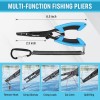 Fishing Tools Kit- Fishing Plier, Fish Fillet Knife, Fish Lip Gripper, Hook Remover, Digital Fish Scale, Line Snip, Fly Fishing Retractor, with Sheath Lanyard, Fishing Gifts for Men