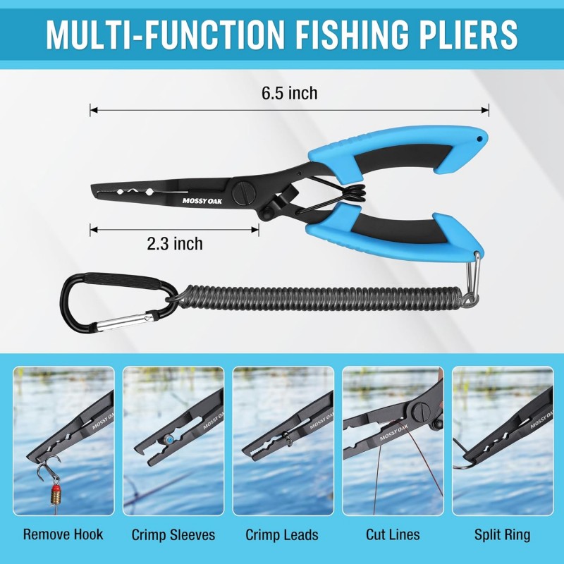 Fishing Tools Kit- Fishing Plier, Fish Fillet Knife, Fish Lip Gripper, Hook Remover, Digital Fish Scale, Line Snip, Fly Fishing Retractor, with Sheath Lanyard, Fishing Gifts for Men