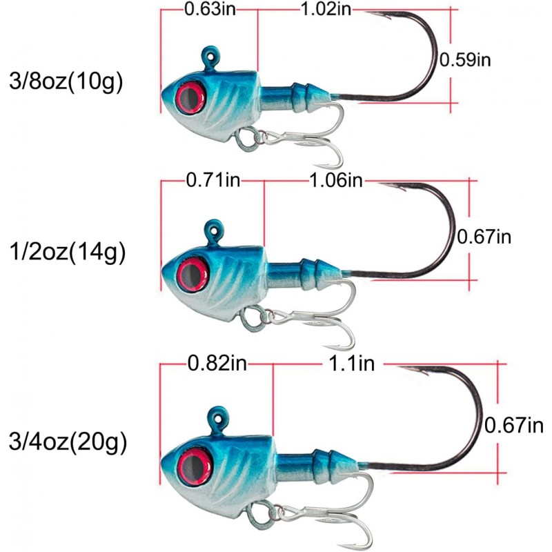 Lead Fish Jig Head Hook Fishing Jigging Stainless Steel Fishhook 3D Eyes Pike Bass Fishing Tackle